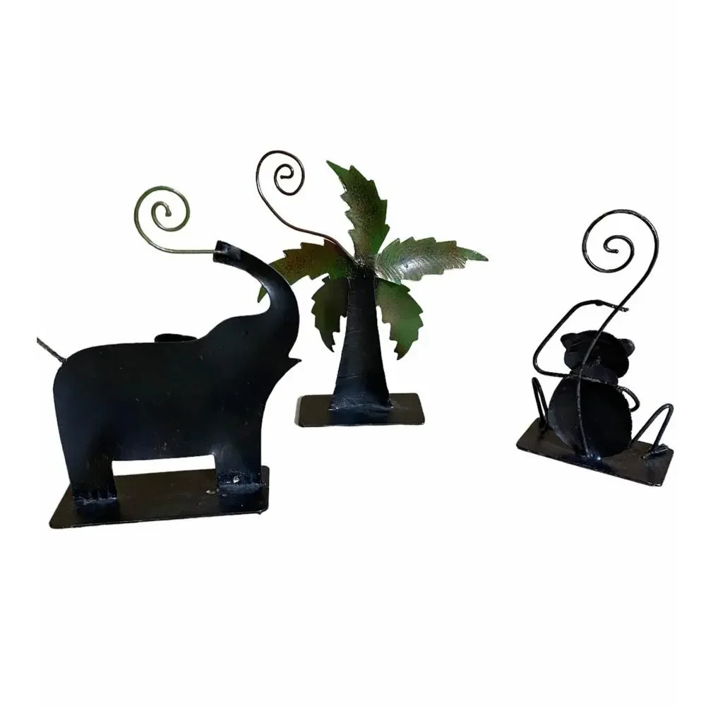 Pier 1 Imports Safari 3 Piece Elephant Palm Tree Monkey Photo Holders Jungle